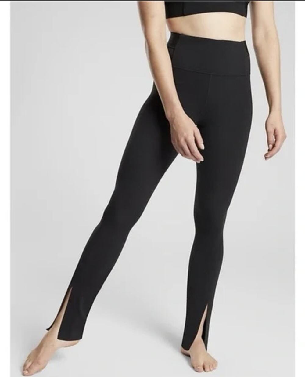 Athleta Aura Slit Hem Flare Leggings Black Yoga Pants Womens Med